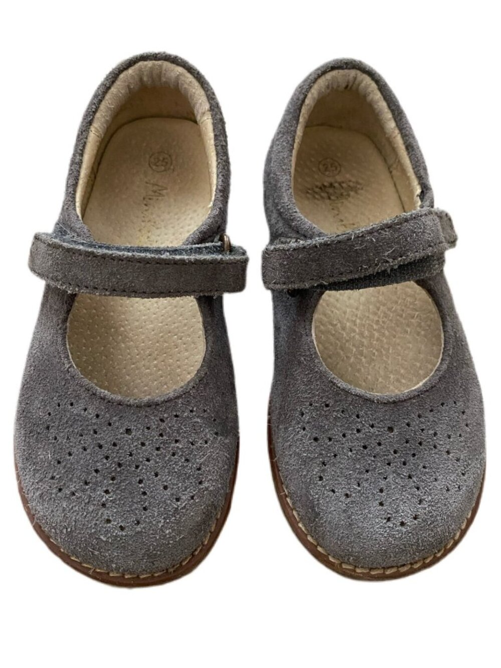 Mini Boden Grey Suede Leather Mary Jane Shoes Girls EU 27 US 10 Toddler